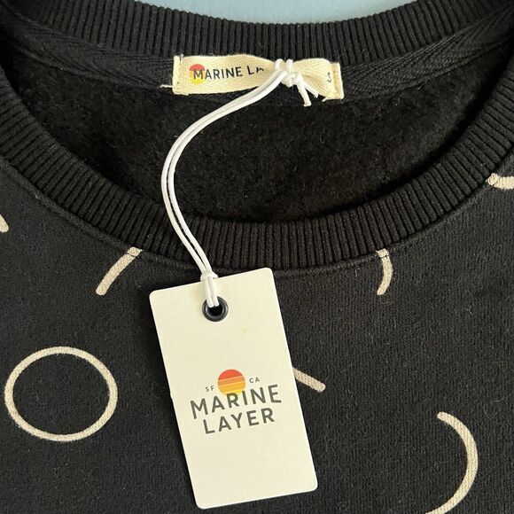 NWT Marine Layer Anytime Black Noodle Print Crewneck Sweatshirt - Picture 6 of 6